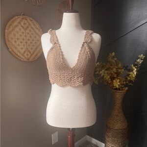Altar'd State Beige Crochet Crop Top